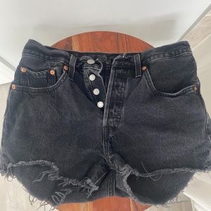 Black High Waisted Levis Jean Shorts